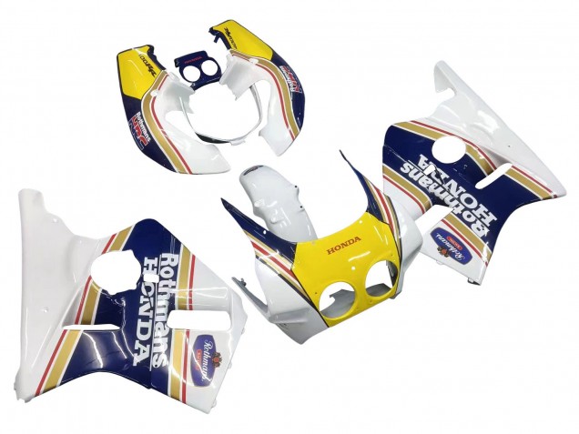 Lojas Carenagens Moto Honda CBR400RR NC23 1987-1989 - Branco Amarelo Azul Rothmans