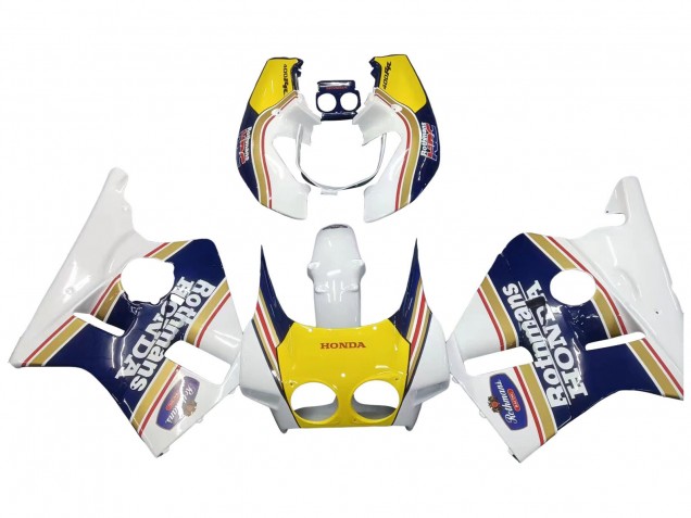 Lojas Carenagens Moto Honda CBR400RR NC23 1987-1989 - Branco Amarelo Azul Rothmans