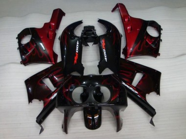 Lojas Carenagens Moto Honda CBR400RR NC29 1990-1999 - Preto Brilhante Vermelho Chama