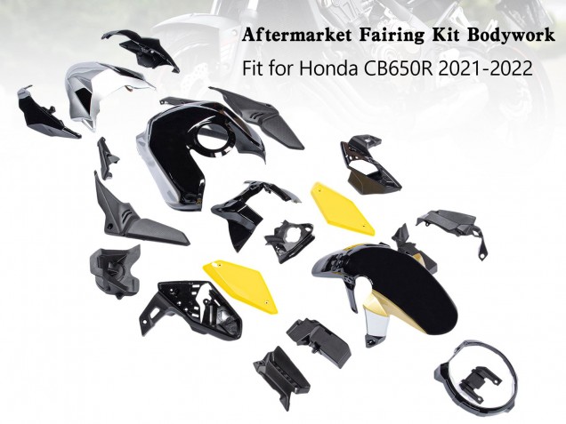 Lojas Carenagens Moto Honda CB650R 2019-2022 - Preto Amarelo