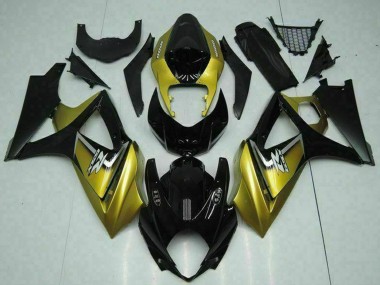 Lojas Carenagens Moto Suzuki GSXR 1000 2007-2008 - Ouro Preto Brilhante Prata Decal