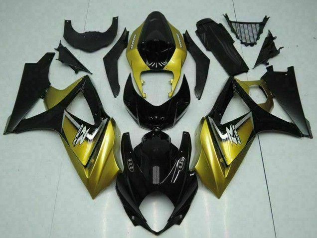 Lojas Carenagens Moto Suzuki GSXR 1000 2007-2008 - Ouro Preto Brilhante Prata Decal