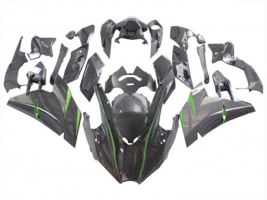 Lojas Carenagens Moto Kawasaki Ninja H2 2015-2022 - Preto Fibra de Carbono Verde