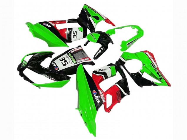 Lojas Carenagens Moto Kawasaki Z1000SX 2010-2016 - Verde Vermelho Preto Brilhante Elf 35