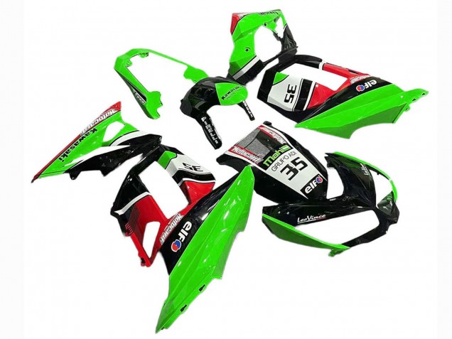 Lojas Carenagens Moto Kawasaki Z1000SX 2010-2016 - Verde Vermelho Preto Brilhante Elf 35