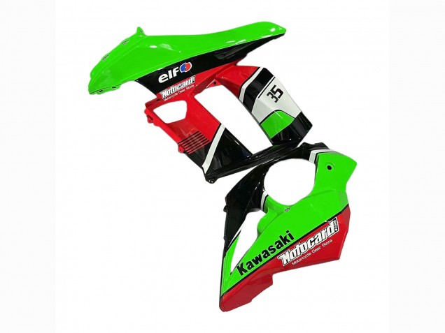Lojas Carenagens Moto Kawasaki Z1000SX 2010-2016 - Verde Vermelho Preto Brilhante Elf 35