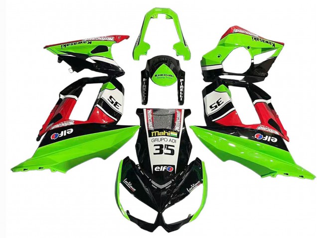 Lojas Carenagens Moto Kawasaki Z1000SX 2010-2016 - Verde Vermelho Preto Brilhante Elf 35