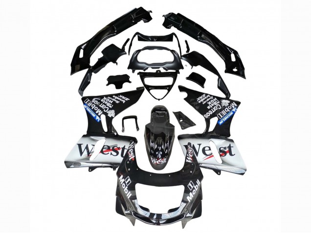 Lojas Carenagens Moto Kawasaki ZZR600 1998-2003 - Preto Brilhante Branco West