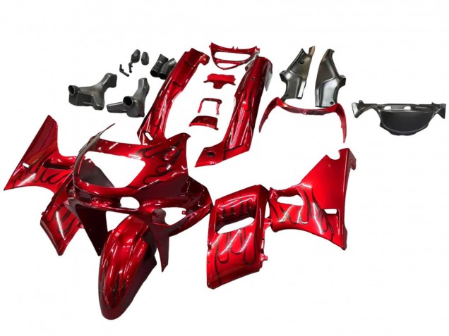 Lojas Carenagens Moto Kawasaki ZZR600 1998-2003 - Vermelho Preto Chama