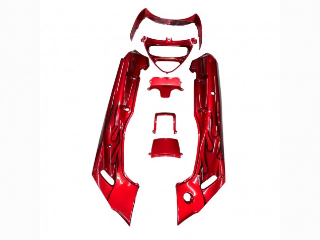 Lojas Carenagens Moto Kawasaki ZZR600 1998-2003 - Vermelho Preto Chama
