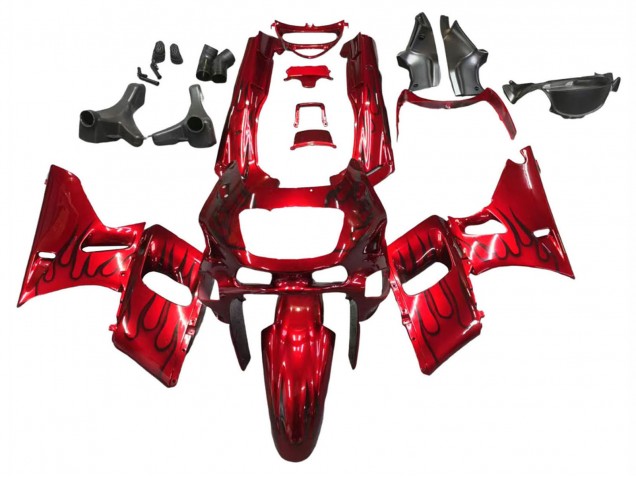 Lojas Carenagens Moto Kawasaki ZZR600 1998-2003 - Vermelho Preto Chama