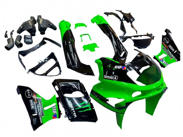 Lojas Carenagens Moto Kawasaki ZZR600 1998-2003 - Verde Preto Monstro Elf