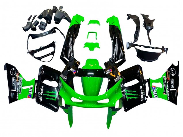 Lojas Carenagens Moto Kawasaki ZZR600 1998-2003 - Verde Preto Monstro Elf