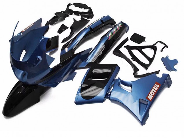 Lojas Carenagens Moto Kawasaki ZZR600 1998-2003 - Azul Preto Vermelho Motul