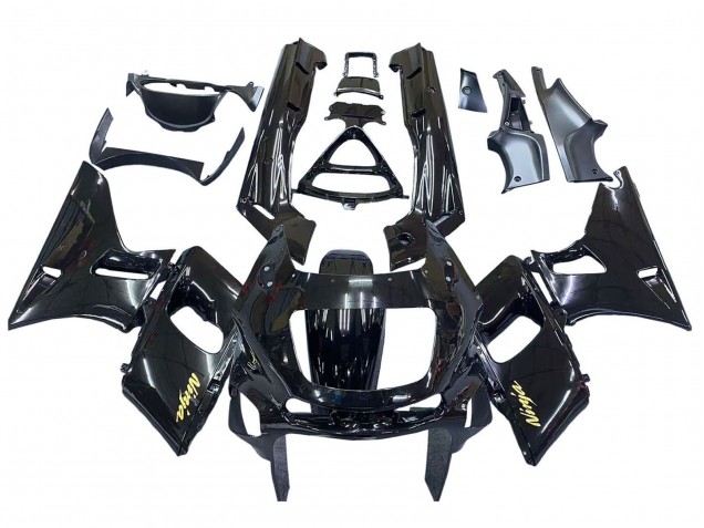 Lojas Carenagens Moto Kawasaki ZZR600 1998-2003 - Preto Brilhante Ouro Ninja