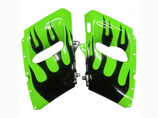 Lojas Carenagens Moto Kawasaki ZZR600 1998-2003 - Verde Preto Brilhante Chama