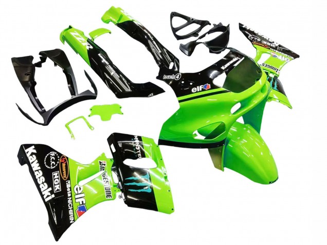 Lojas Carenagens Moto Kawasaki ZZR600 1998-2003 - Verde Preto Brilhante Azul Monstro Elf Touch4 Bridgestone