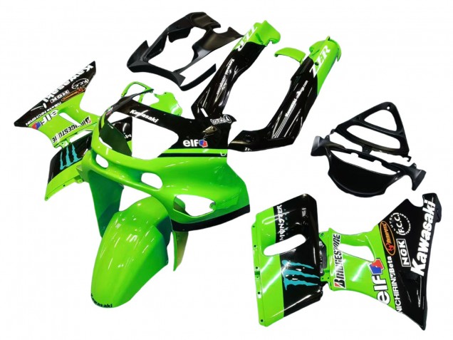 Lojas Carenagens Moto Kawasaki ZZR600 1998-2003 - Verde Preto Brilhante Azul Monstro Elf Touch4 Bridgestone