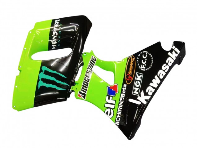 Lojas Carenagens Moto Kawasaki ZZR600 1998-2003 - Verde Preto Brilhante Azul Monstro Elf Touch4 Bridgestone