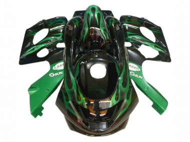 Lojas Carenagens Moto Yamaha YZF600R Thundercat 1996-2007 - Preto Verde Escuro Chama