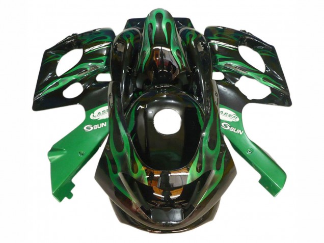Lojas Carenagens Moto Yamaha YZF600R Thundercat 1996-2007 - Preto Verde Escuro Chama