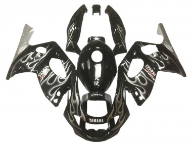 Lojas Carenagens Moto Yamaha YZF600R Thundercat 1996-2007 - Preto Brilhante Prata Chama