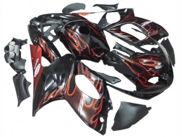 Lojas Carenagens Moto Yamaha YZF600R Thundercat 1996-2007 - Preto Laranja Escuro Chama