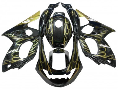 Lojas Carenagens Moto Yamaha YZF600R Thundercat 1996-2007 - Preto Ouro Chama