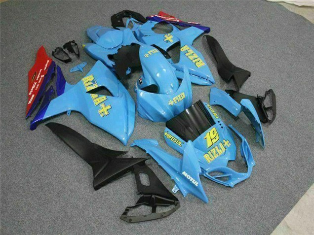 Lojas Carenagens Moto Suzuki GSXR 1000 2009-2016 - Azul Amarelo Rizla 19 Vermelho