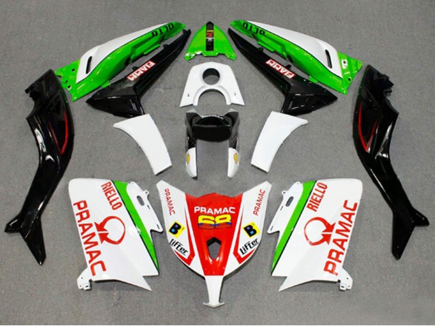 Lojas Carenagens Moto Yamaha TMAX530 2012-2014 - Branco Vermelho Verde Pramac Fiamm