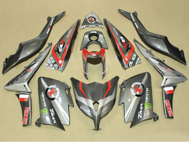 Lojas Carenagens Moto Yamaha TMAX530 2012-2014 - Cinzento Vermelho Monstro ENEOS
