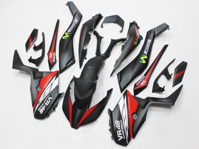 Lojas Carenagens Moto Yamaha XMAX300 2017-2021 - Preto Fosco Vermelho MoviStar ENEOS 46