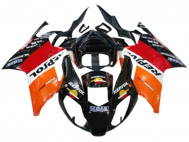 Lojas Carenagens Moto Aprilia RSV1000 2003-2006 - Laranja Branco Vermelho Preto Repsol