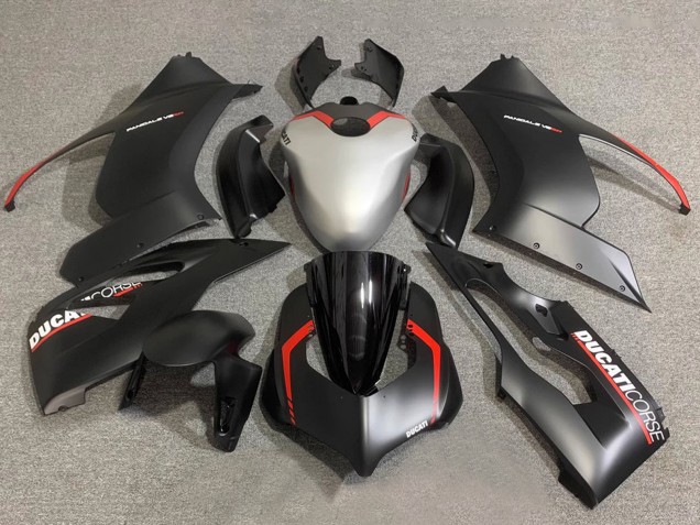 Lojas Carenagens Moto Ducati Panigale V2 2020-2024 - Prata Vermelho Preto Fosco Corse