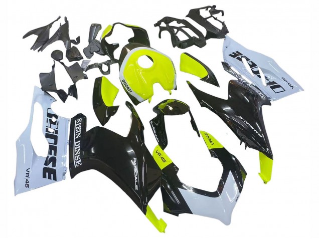 Lojas Carenagens Moto Ducati Panigale V2 2020-2024 - Branco Verde Limão Preto Brilhante Stein Dinse VR 46