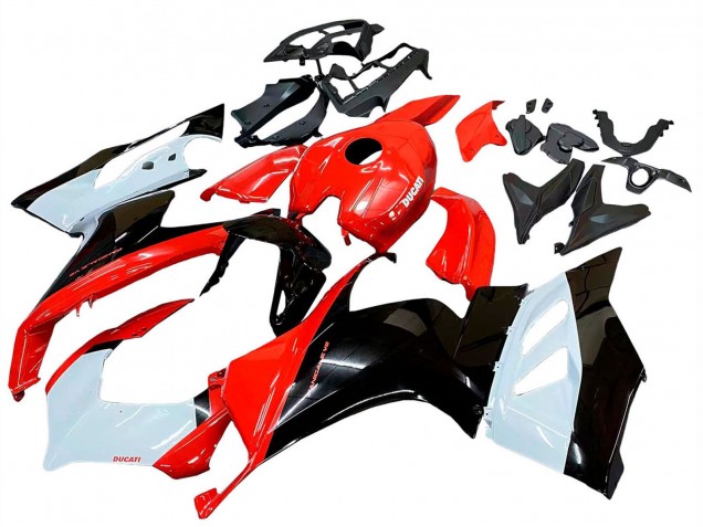 Lojas Kits Carenagem Moto Ducati Panigale V2 2020-2024 - Branco Vermelho Preto Brilhante