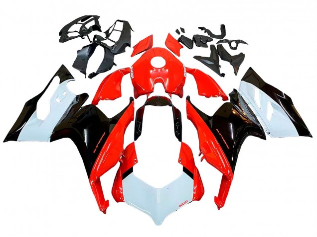 Lojas Kits Carenagem Moto Ducati Panigale V2 2020-2024 - Branco Vermelho Preto Brilhante