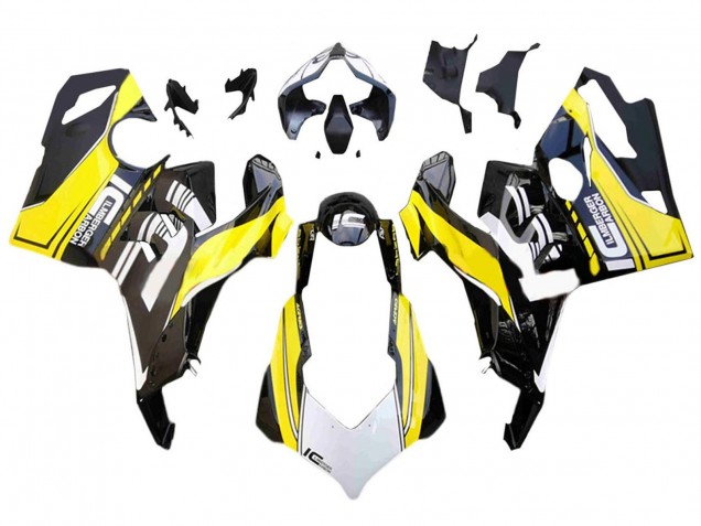 Lojas Carenagens Moto Ducati Panigale V4 V4S 2018-2019 - Branco Amarelo Preto Brilhante