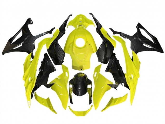 Lojas Carenagens Moto BMW S1000RR 2023-2024 - Amarelo Preto Fibra de Carbono