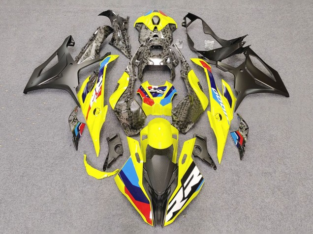 Lojas Carenagens Moto BMW S1000RR 2023-2024 - Amarelo Fibra de Carbono