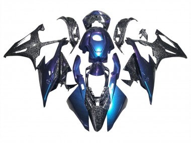 Lojas Carenagens Moto BMW S1000RR 2019-2022 - Gradiente Azul Roxo Forjado Fibra de Carbono