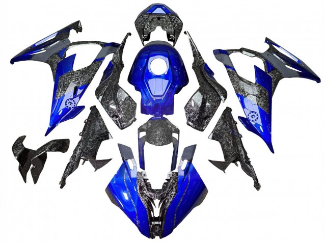 Lojas Carenagens Moto BMW S1000RR 2019-2022 - Azul Forjado Fibra de Carbono
