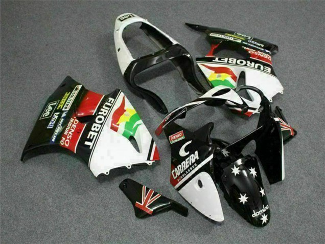 Lojas Carenagens Moto Kawasaki ZX6R 2000-2002 - Branco Vermelho Amarelo Verde Preto Brilhante Estrela EuroBet