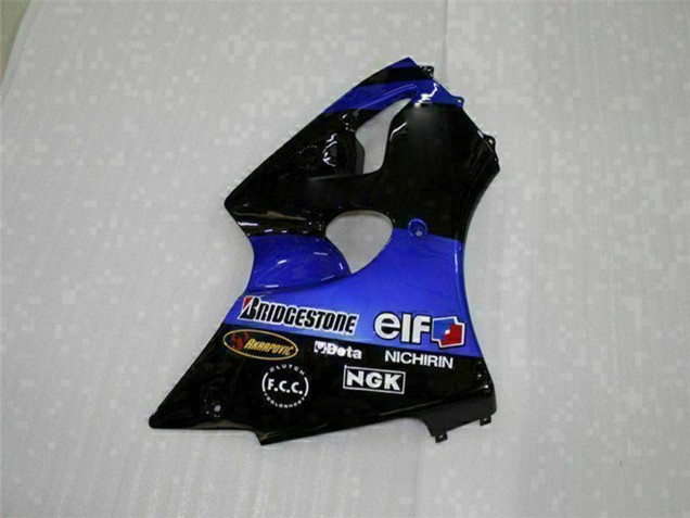 Lojas Carenagens Moto Kawasaki ZX6R 2000-2002 - Azul Preto Brilhante Elf Bridgestone