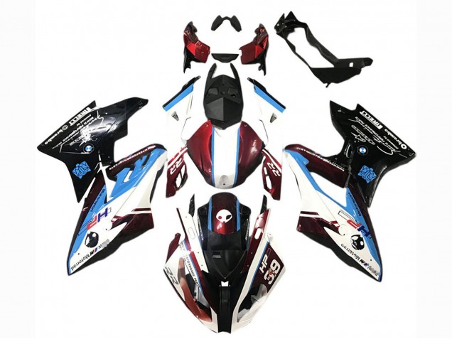 Lojas Carenagens ABS BMW S1000RR 2017-2018 - Branco Azul Vermelho Preto Brilhante