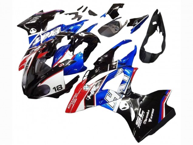 Lojas Kits Carenagens Moto BMW S1000RR 2017-2018 - Branco Azul Vermelho Preto Brilhante
