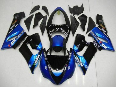 Lojas Carenagens Moto Kawasaki ZX6R 2005-2006 - Azul Preto Brilhante Elf