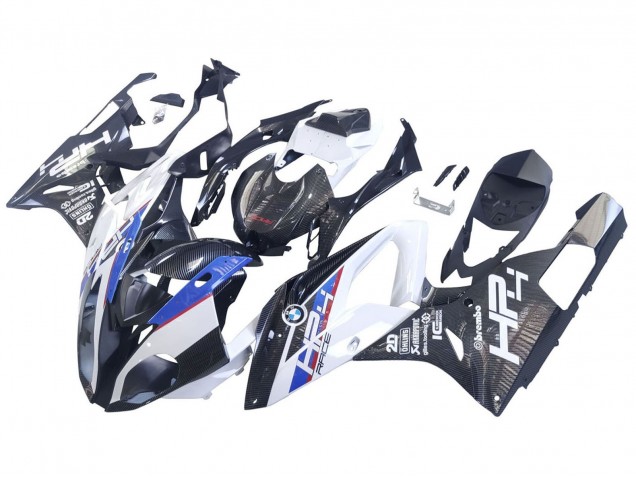 Lojas Carenagens Moto BMW S1000RR 2015-2016 - Branco Azul Preto Fibra de Carbono