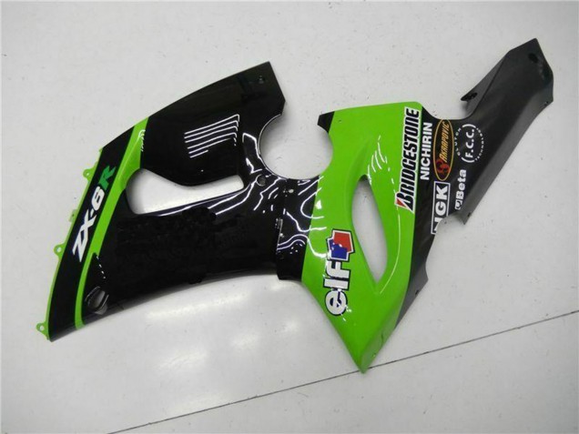 Lojas Carenagens Moto Kawasaki ZX6R 2005-2006 - Verde Preto Brilhante Elf