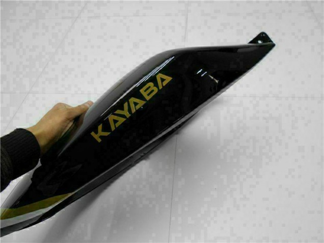 Lojas Carenagens Moto Kawasaki ZX6R 2005-2006 - Preto Brilhante Branco Ouro Lucky Strike